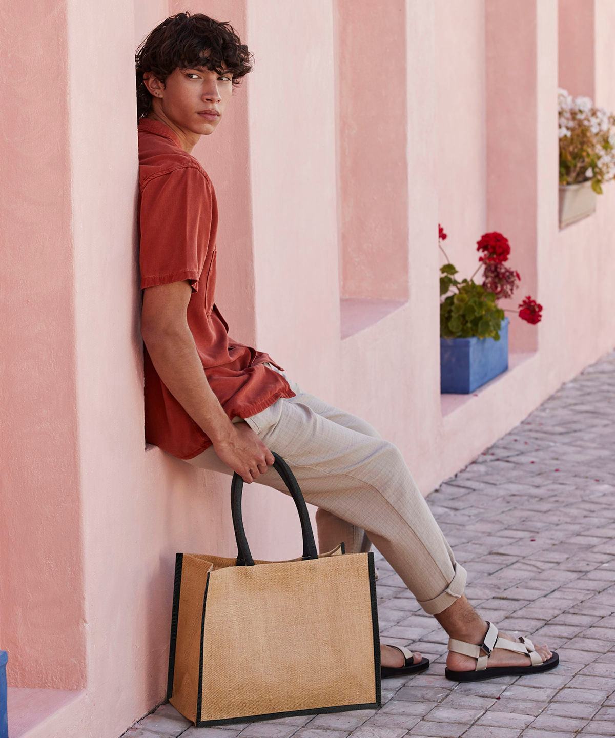 Natural starched jute classic shopper