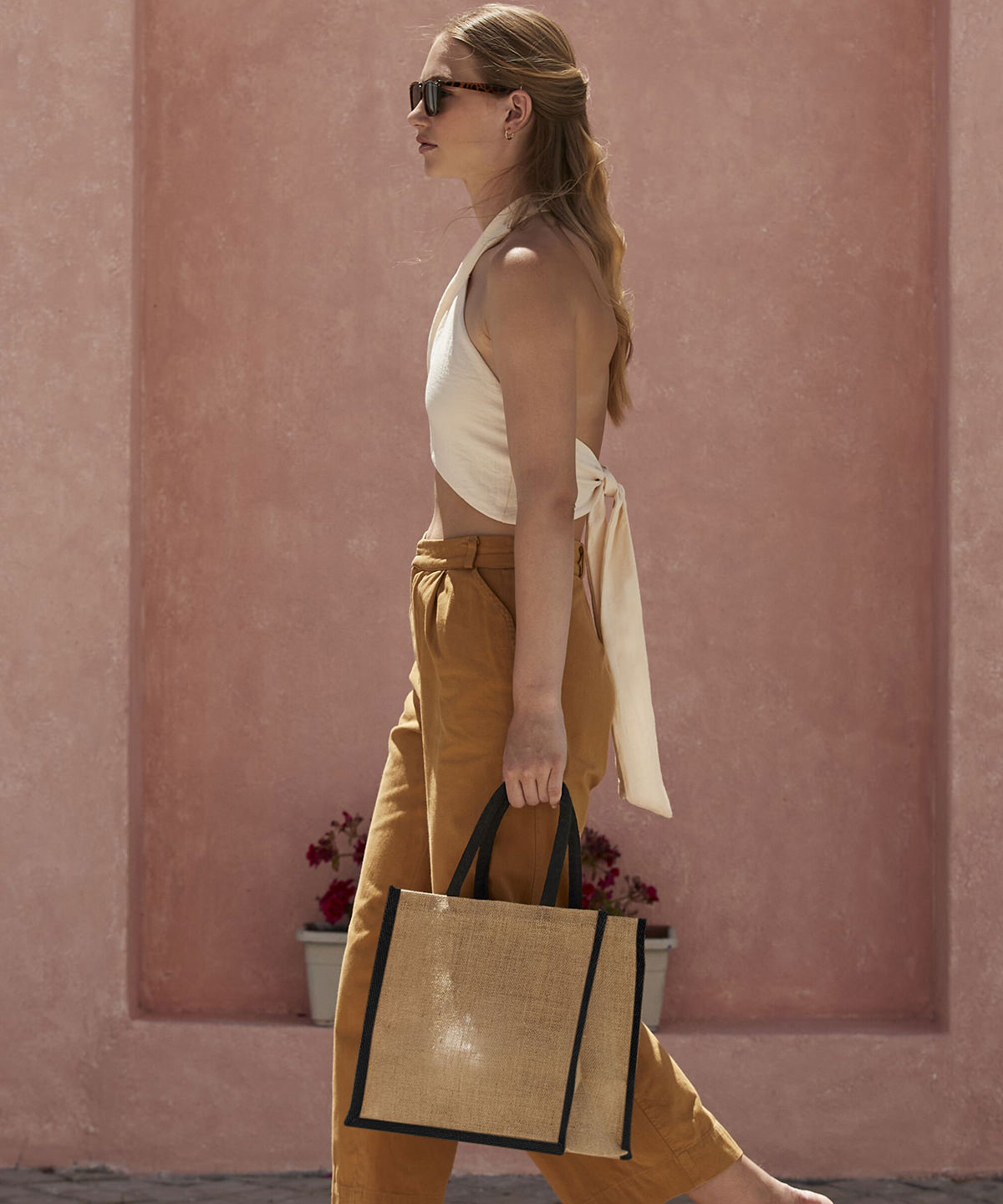 Natural starched jute midi tote