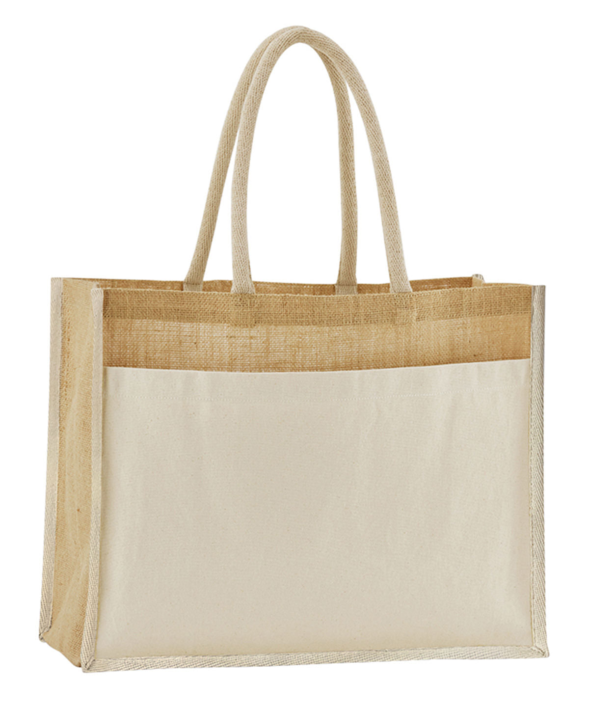 Cotton pocket natural starched jute shopper