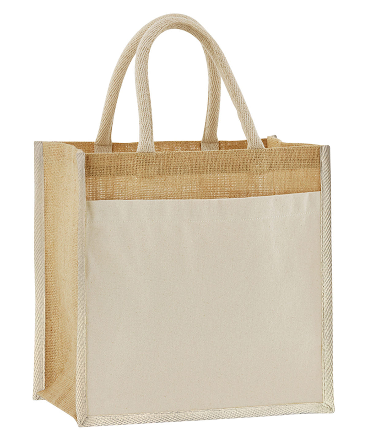 Cotton pocket natural starched jute midi tote