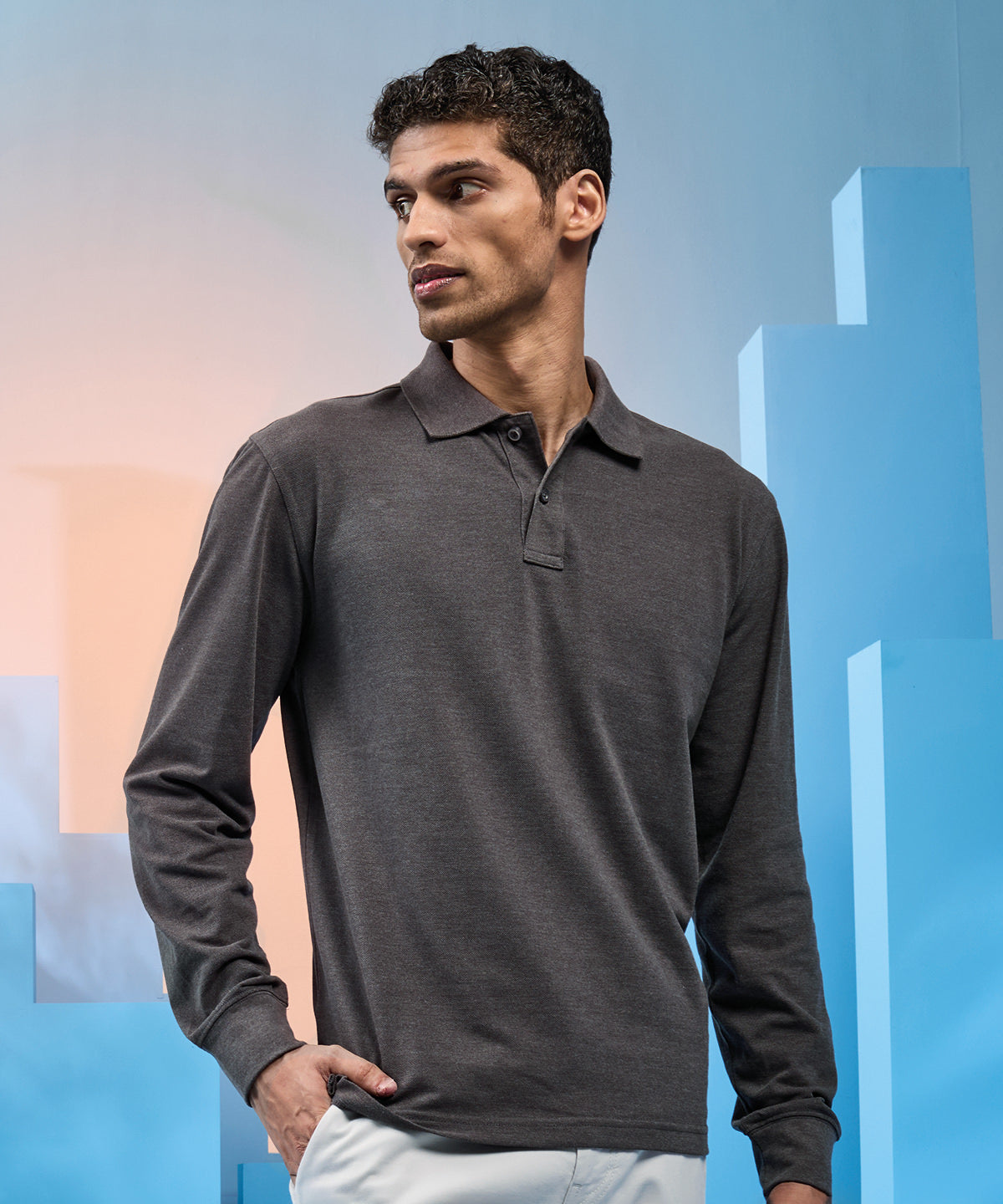 Men's classic fit long sleeved polo