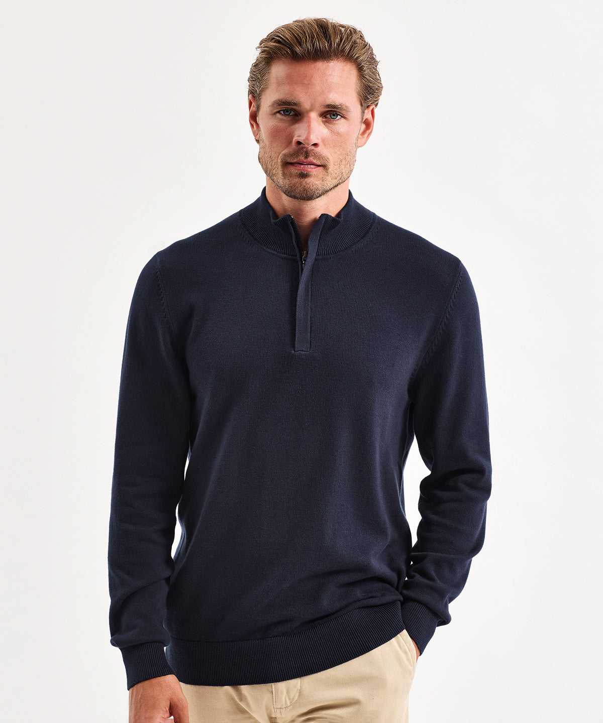 Men's cotton blend ¼ zip sweater