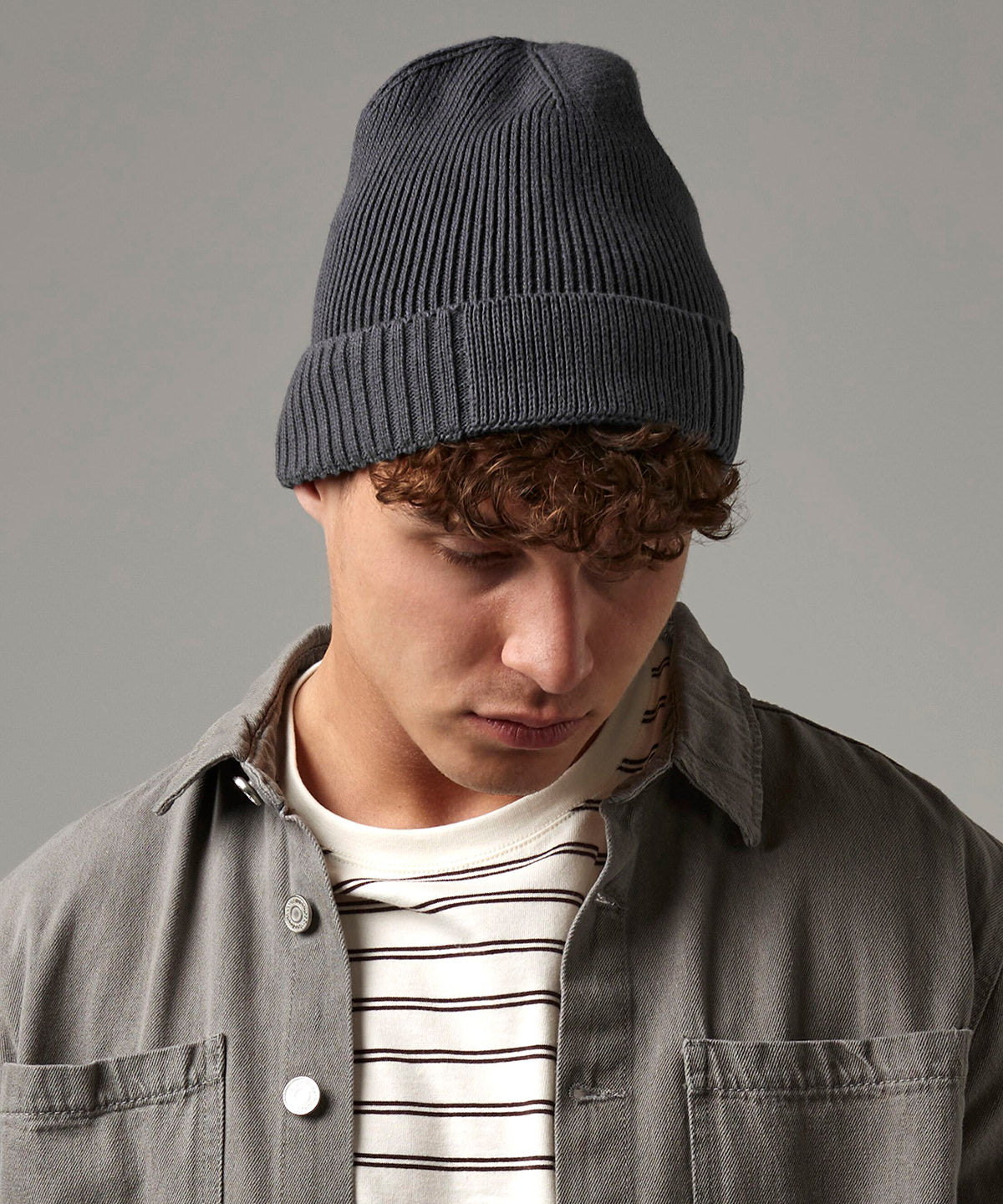Organic cotton engineered patch beanie