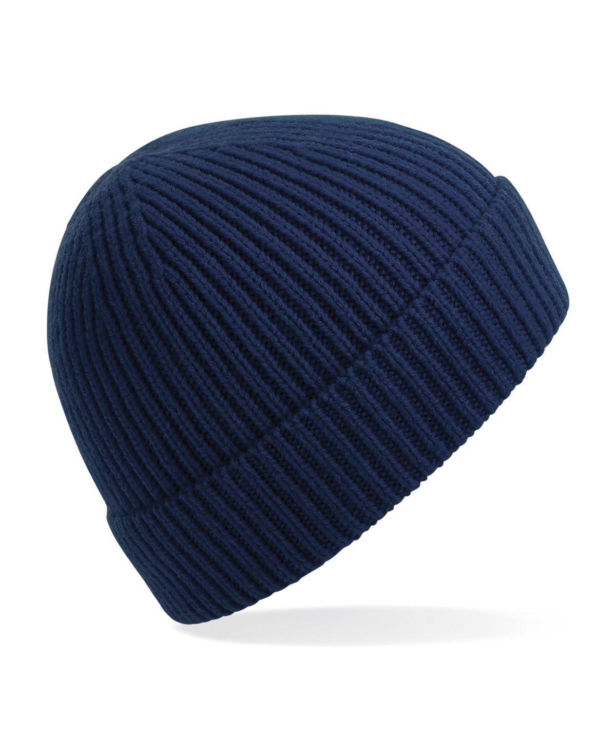 Engineered knit ribbed beanie