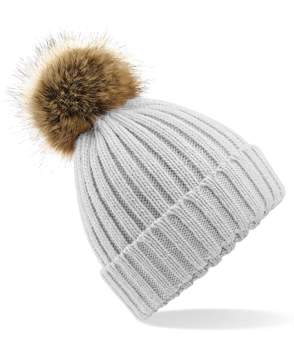 Fur pop pom chunky beanie