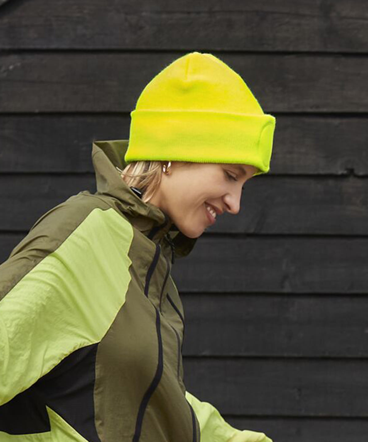 Circular patch beanie