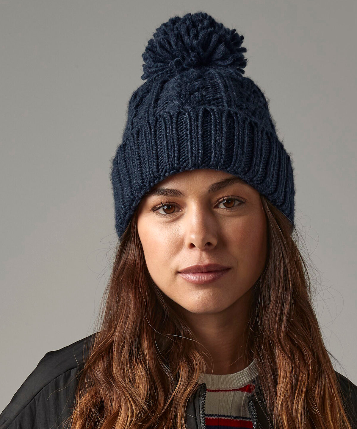 Cable knit melange beanie