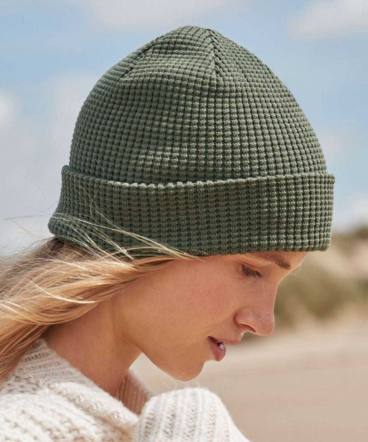 Organic cotton waffle beanie