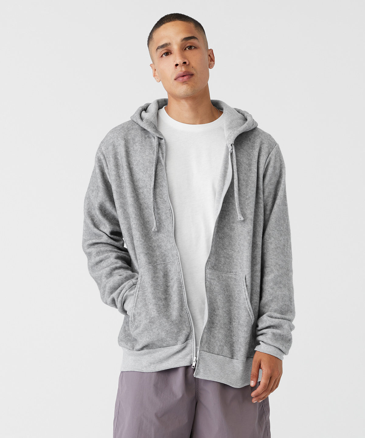 Unisex sueded fleece full-zip hoodie