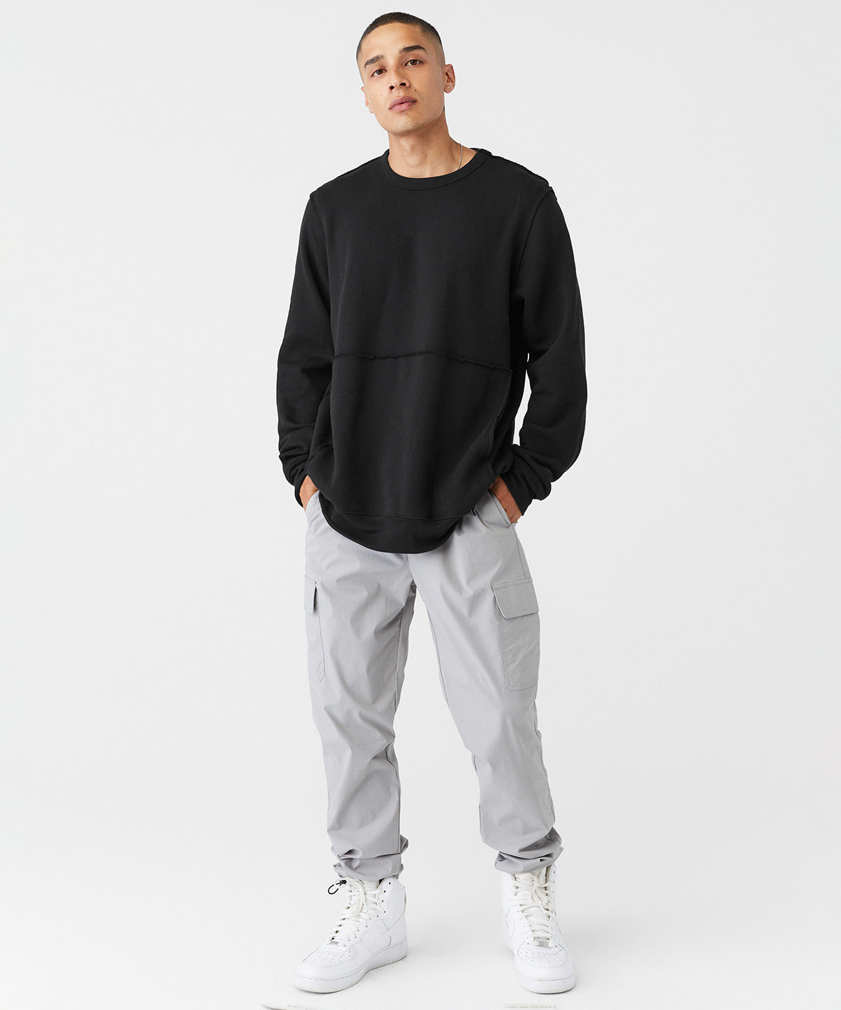 Unisex raw-seam crew pullover