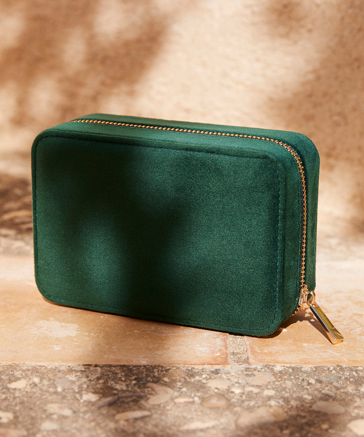 Velvet travel jewellery box