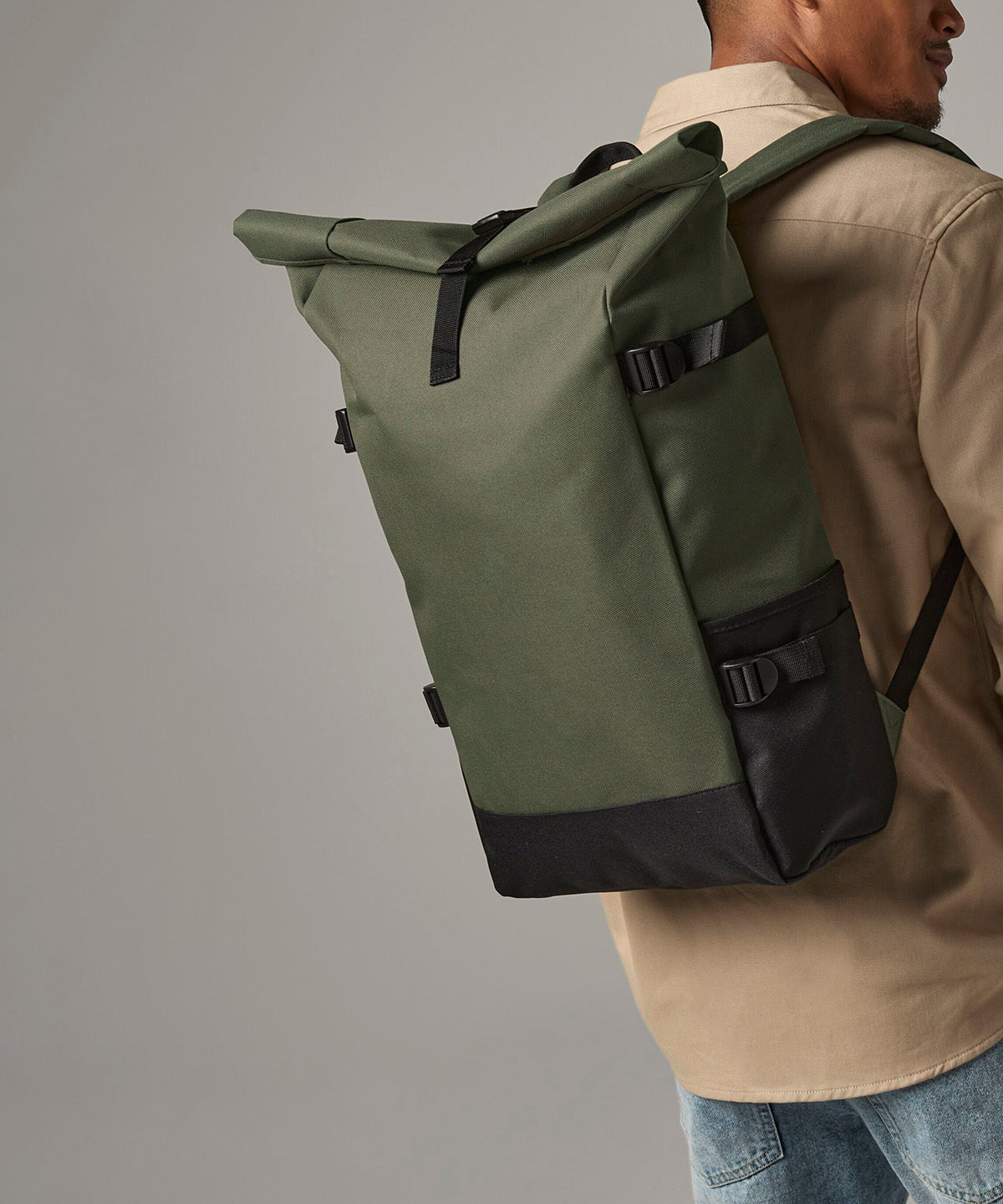Block roll-top backpack