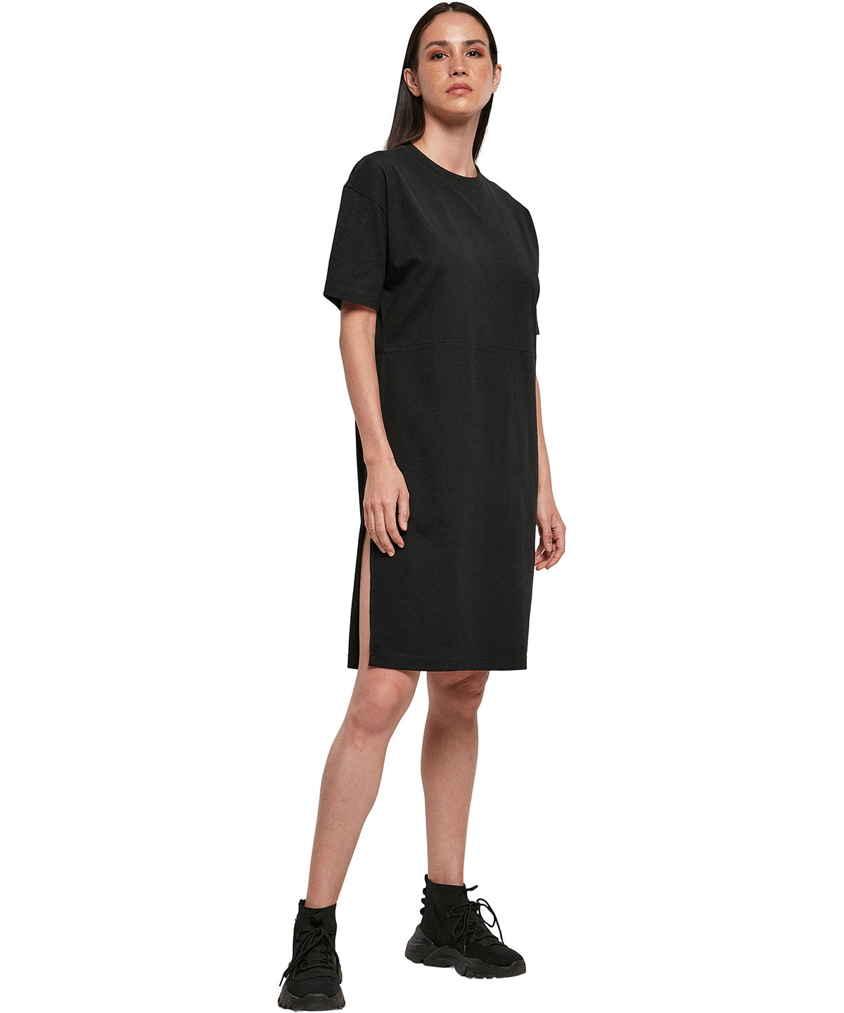 Women's organic oversizes slit tee dress