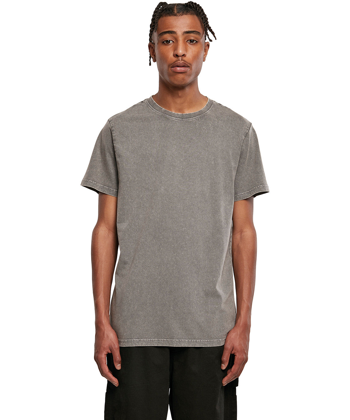 Acid washed round neck tee