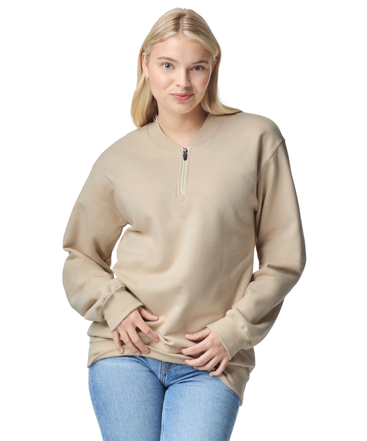 Softstyle™ midweight adult fleece 1/4-zip sweatshirt