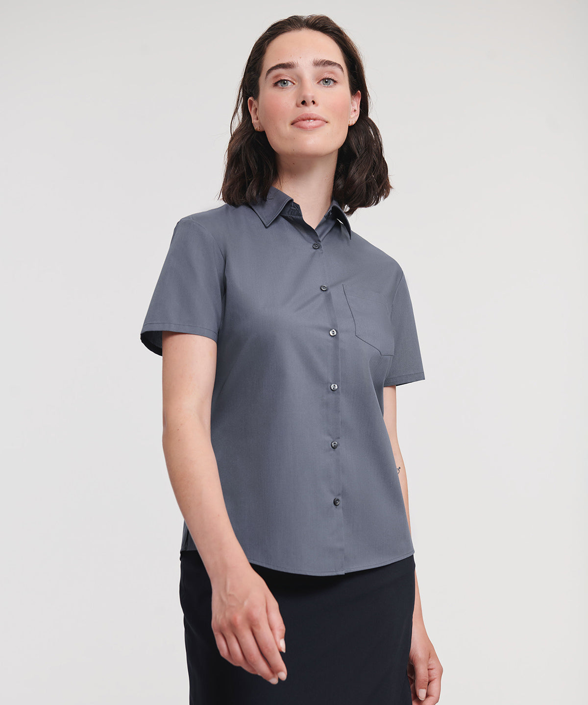 Women's short sleeve polycotton easycare poplin shirt