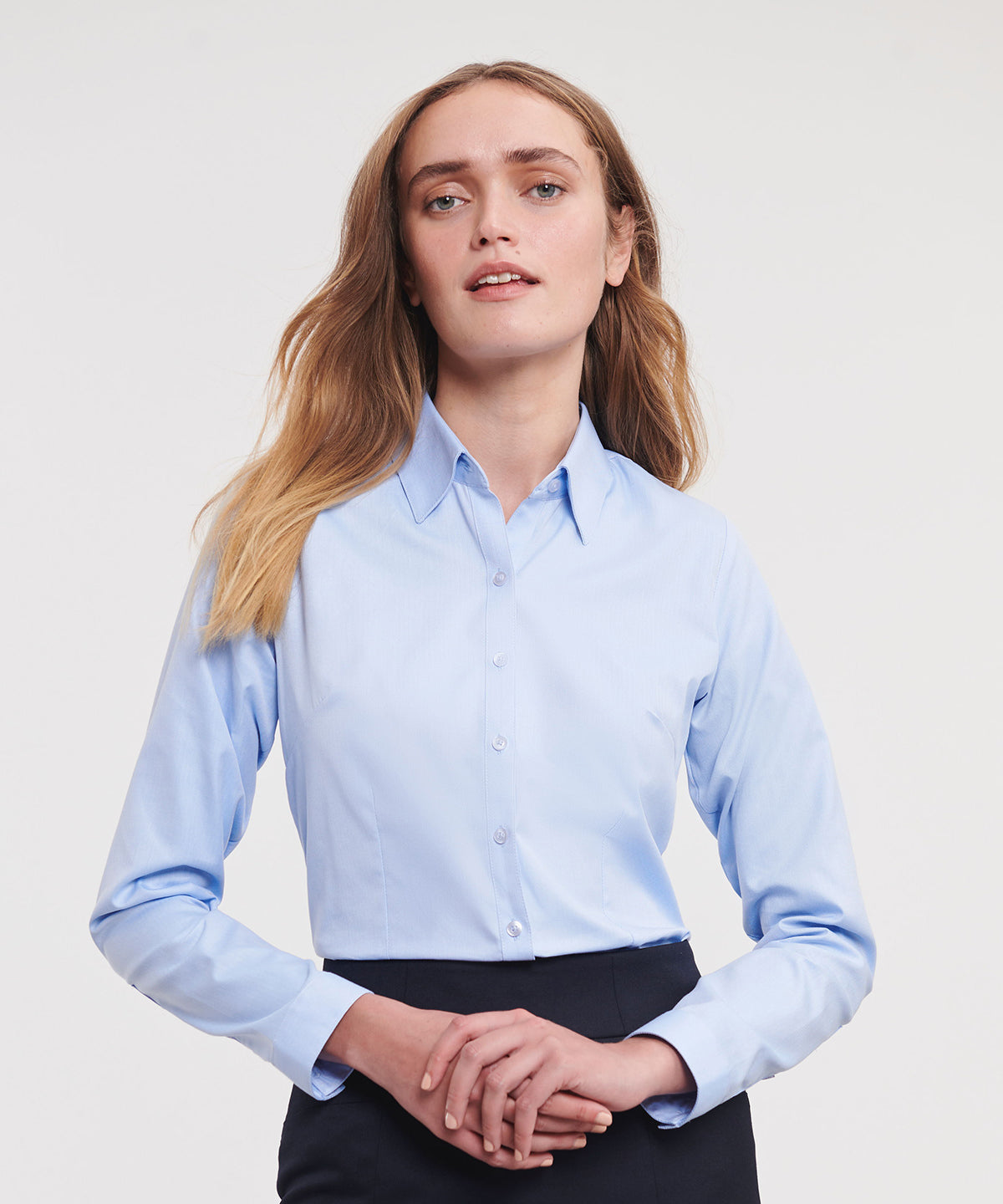 Women's long sleeve herringbone shirt