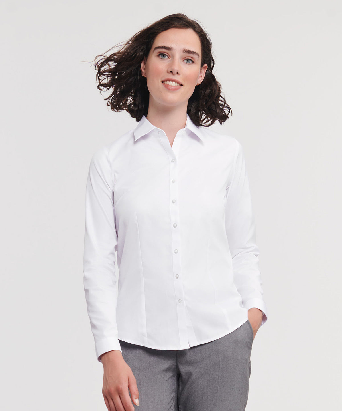 Women's long sleeve herringbone shirt