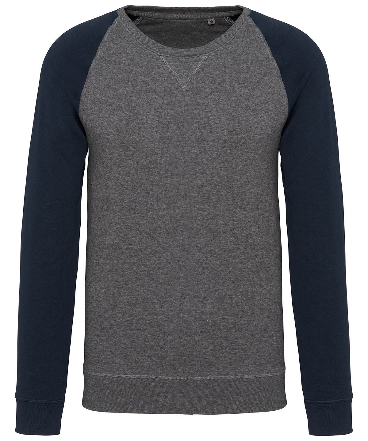 Men's two-tone organic crew neck raglan sleeve sweatshirt
