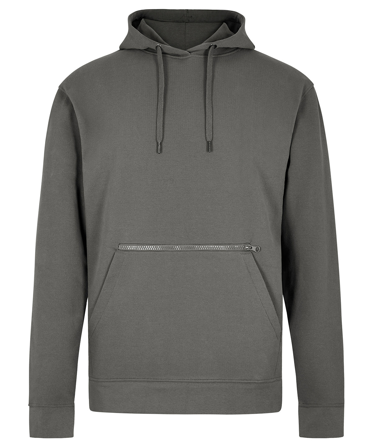 Regular fit piqué hoodie with zipped pocket