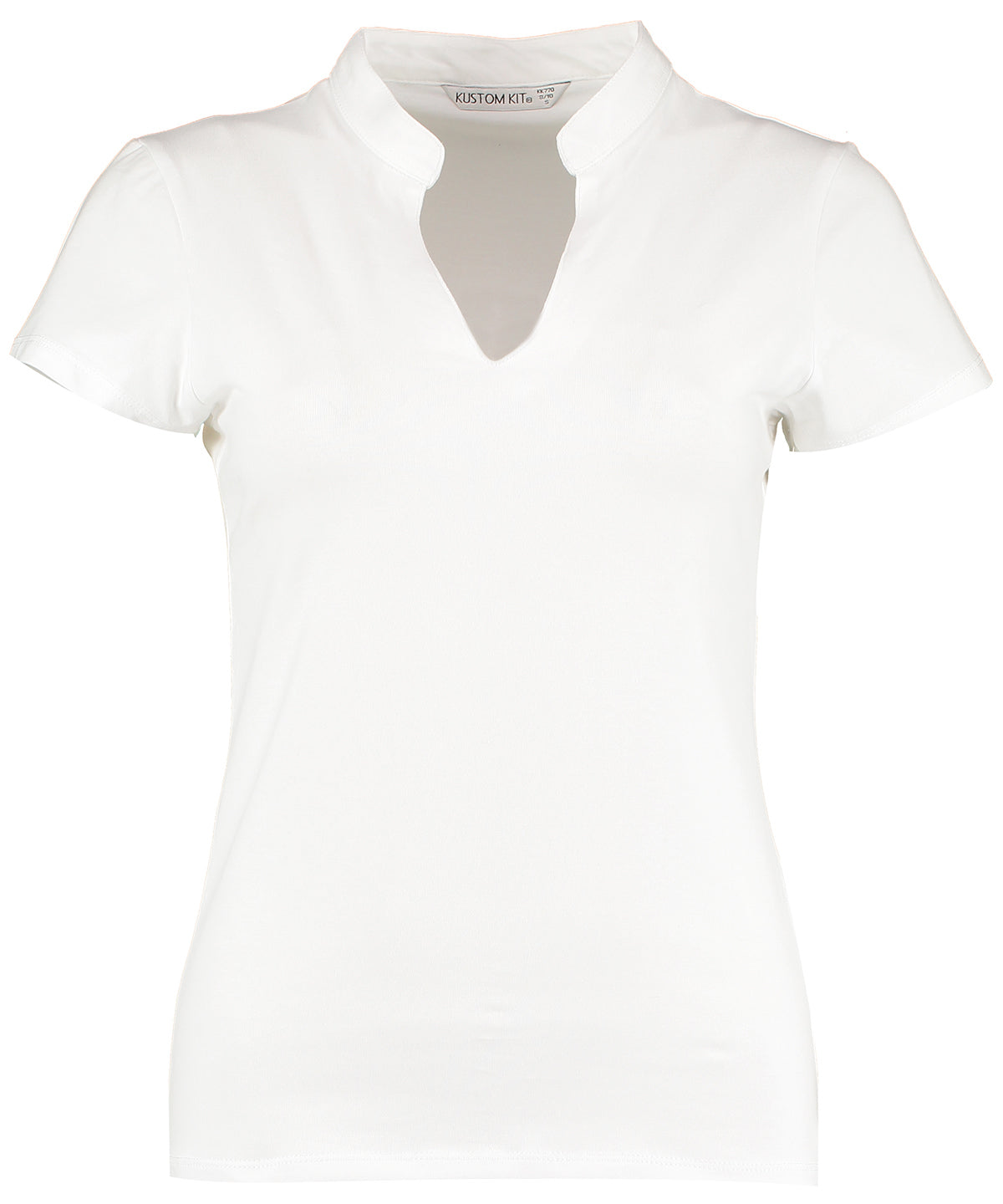Women's corporate short-sleeved top v-neck mandarin collar (regular fit)