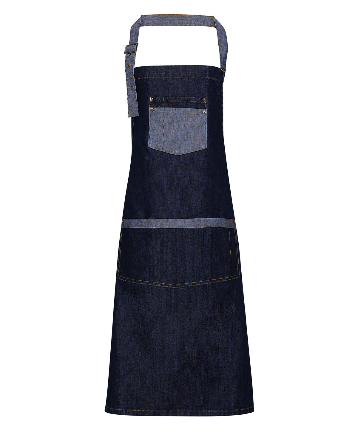 Domain contrast denim bib apron