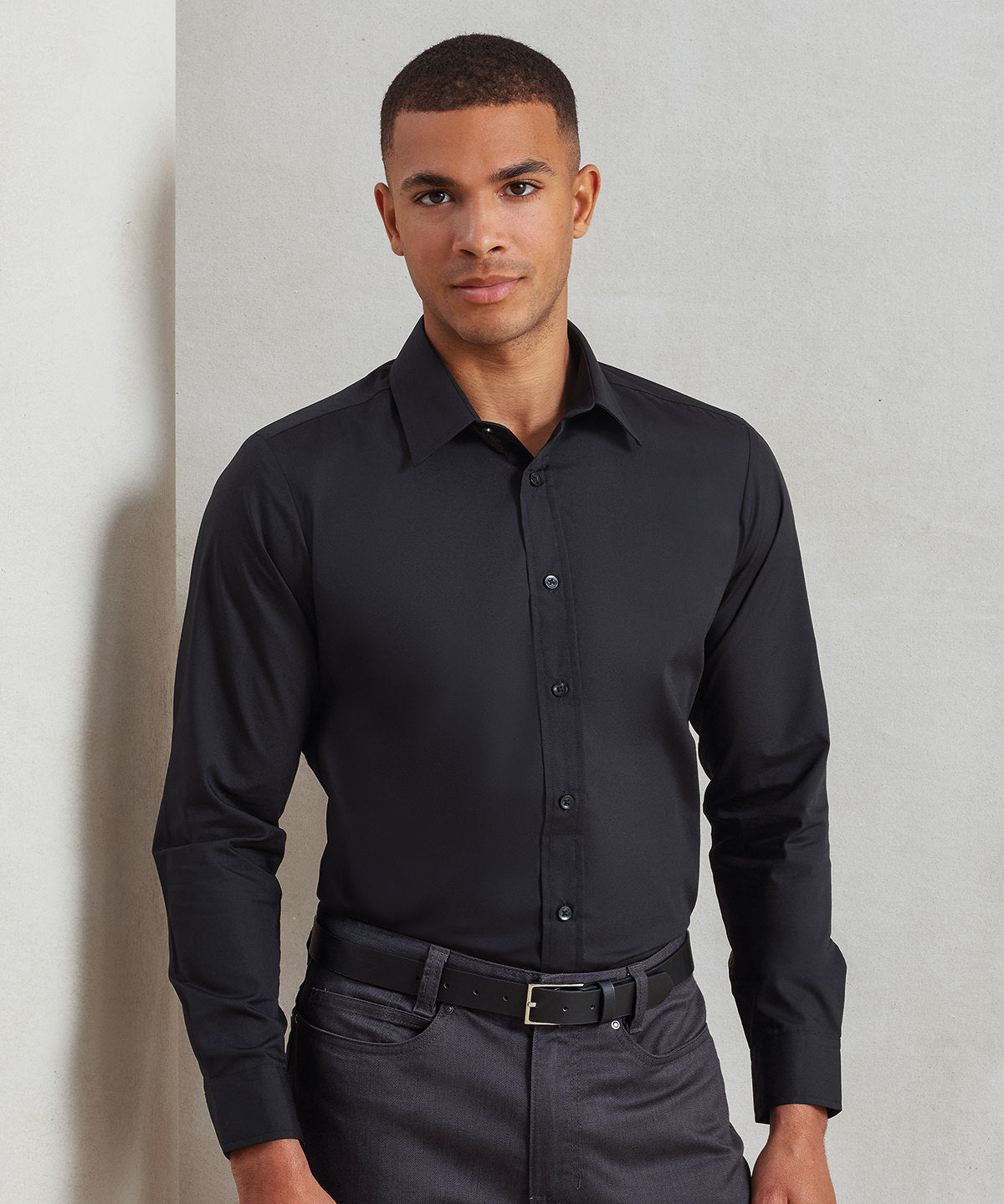 Poplin fitted long sleeve shirt