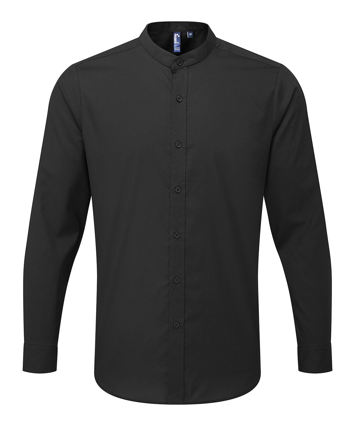 Banded collar grandad long sleeve shirt