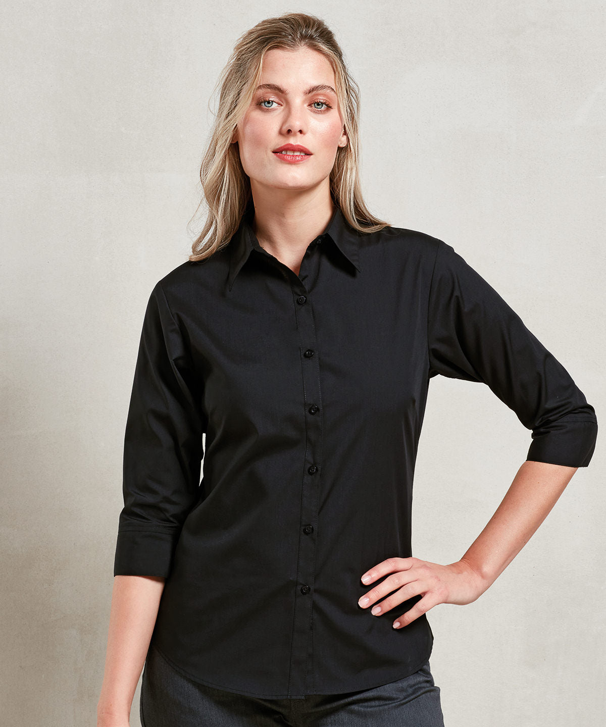 Women's ¾ sleeve poplin blouse