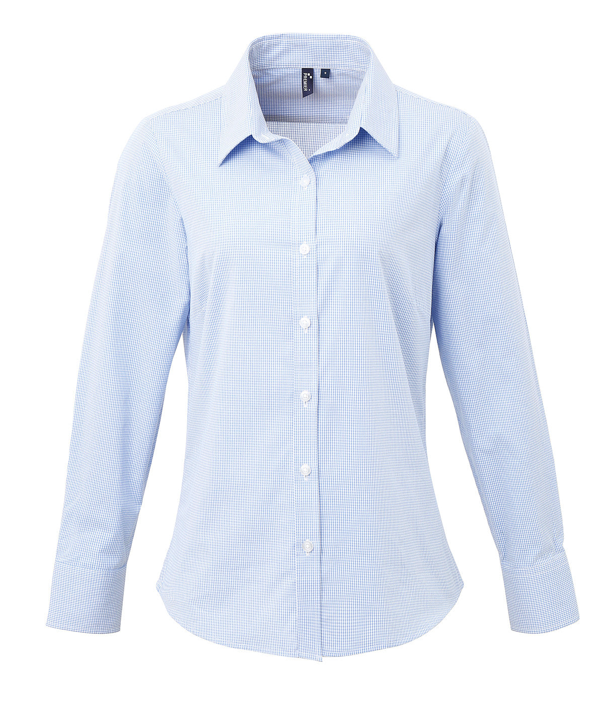 Women's Microcheck (Gingham) long sleeve cotton shirt