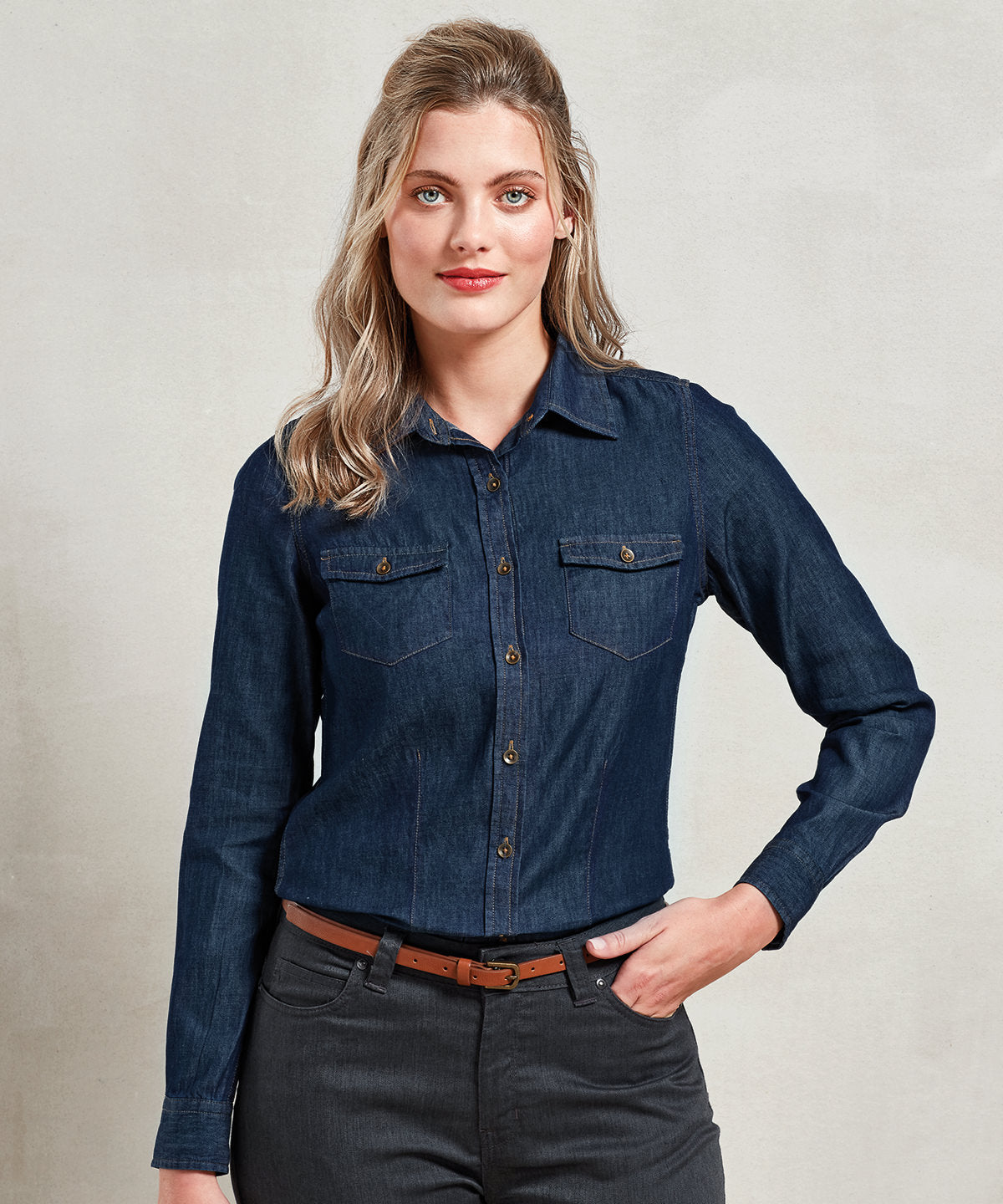 Women's jeans stitch denim shirt