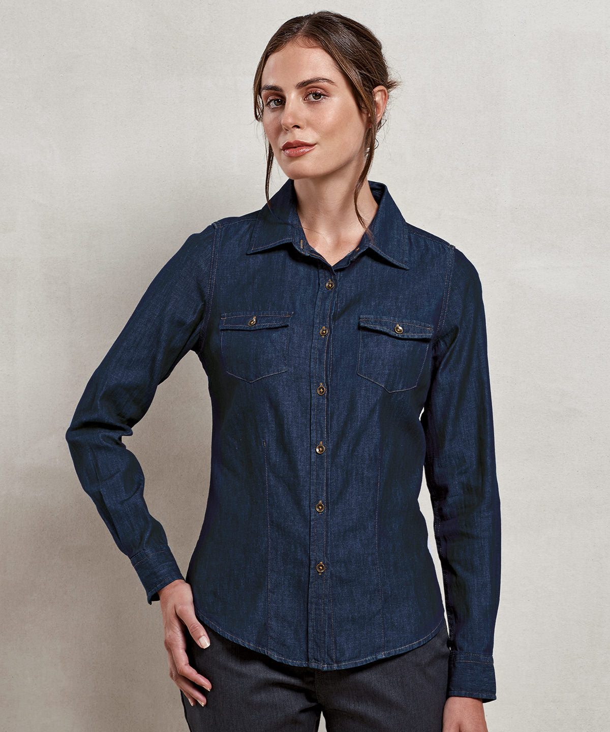 Women's jeans stitch denim shirt