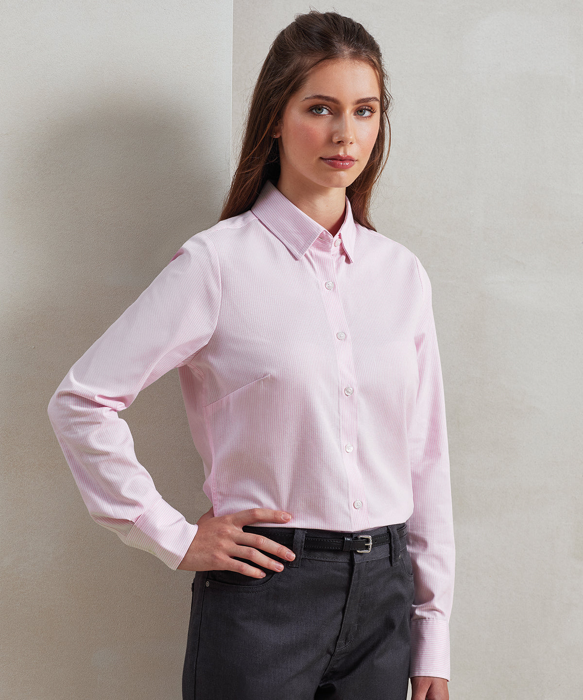 Women's cotton-rich Oxford stripes blouse