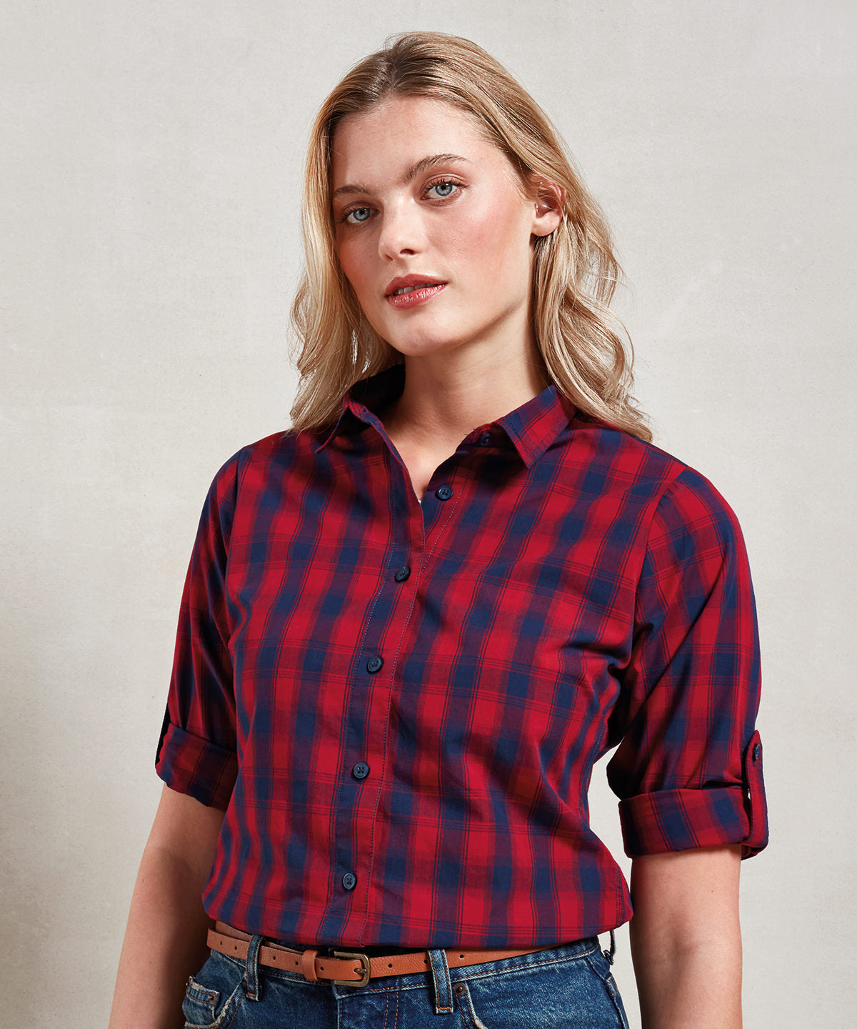 Women's Mulligan check cotton long sleeve shirt