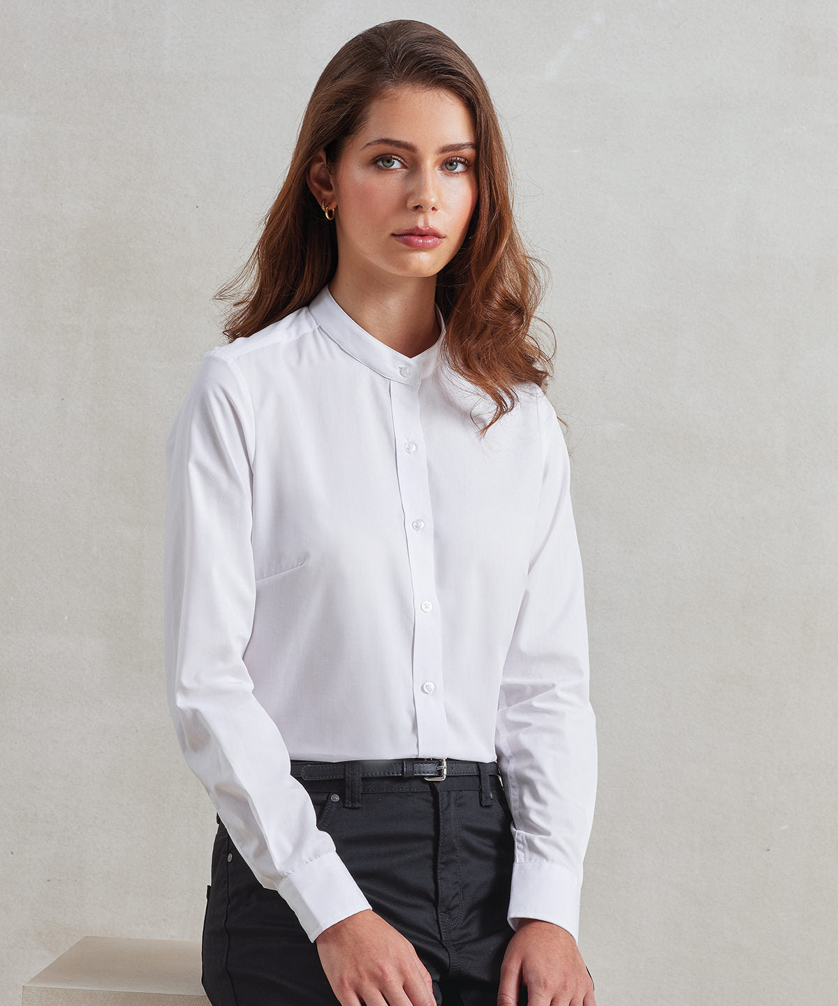 Women's banded collar 'grandad' shirt
