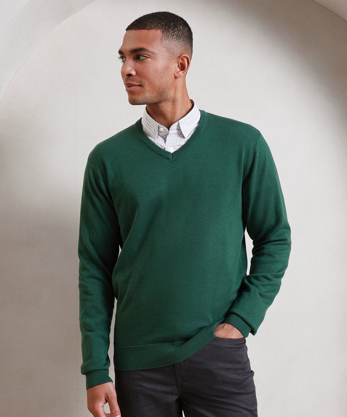 V-neck knitted sweater