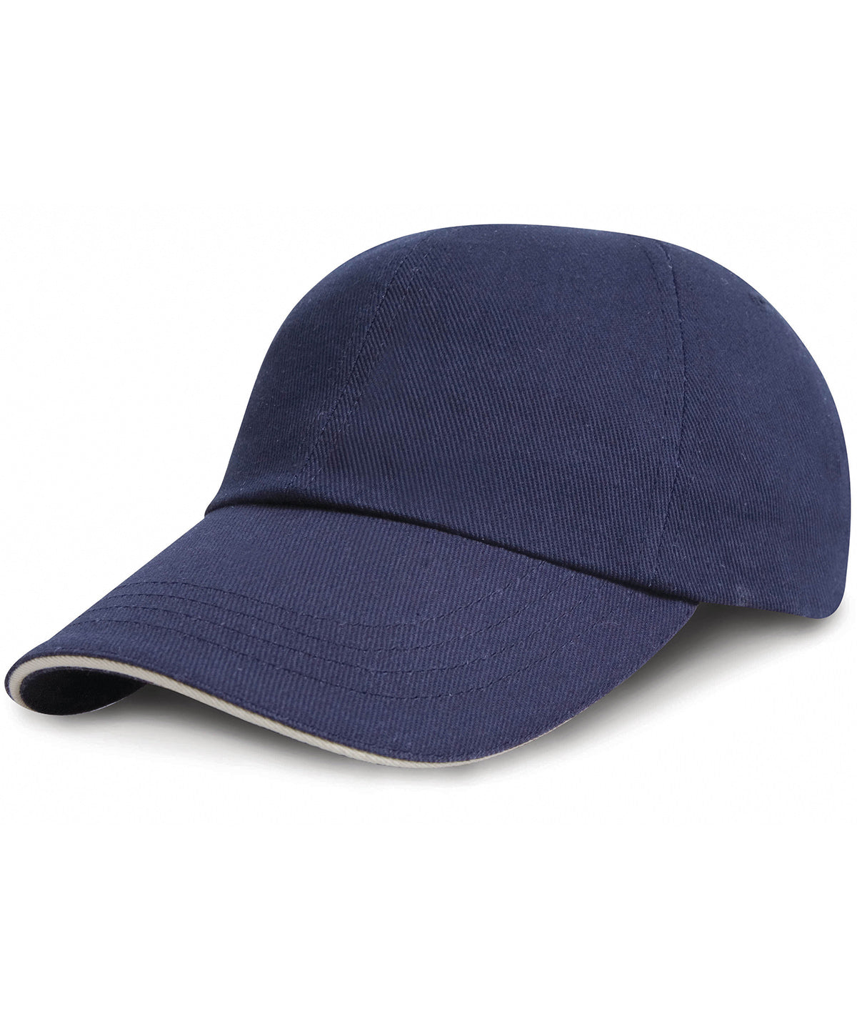 Junior low-profile heavy brushed cotton cap with sandwich peak