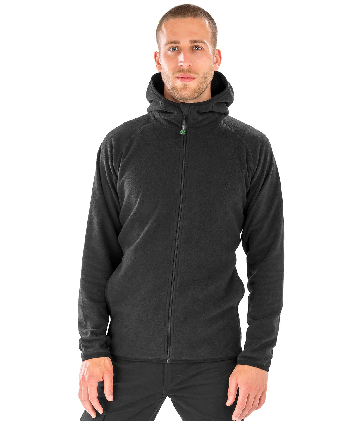 Recycled hooded microfleece jacket