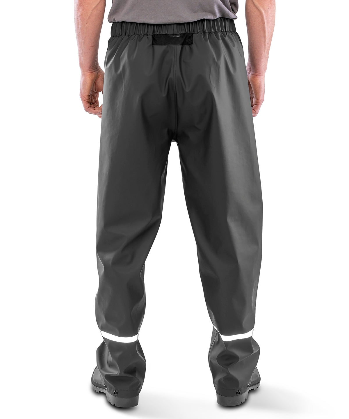 Prism PU waterproof trousers with reflective bands and recycled backing