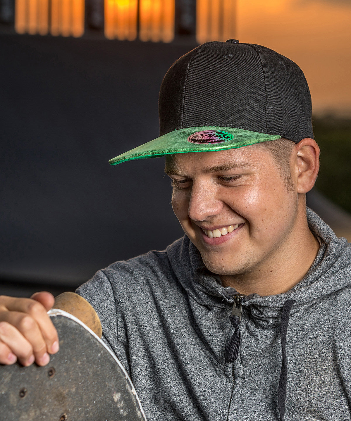 Bronx glitter flat peak snapback cap