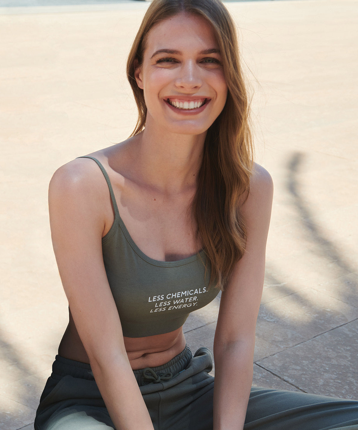 Women's sustainable fashion cropped cami top with adjustable straps