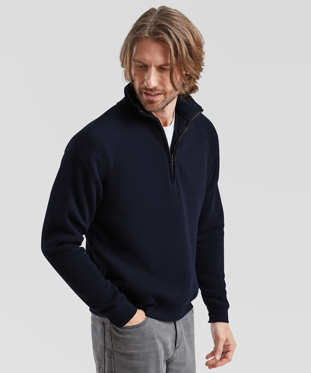 Premium 70/30 zip-neck sweatshirt