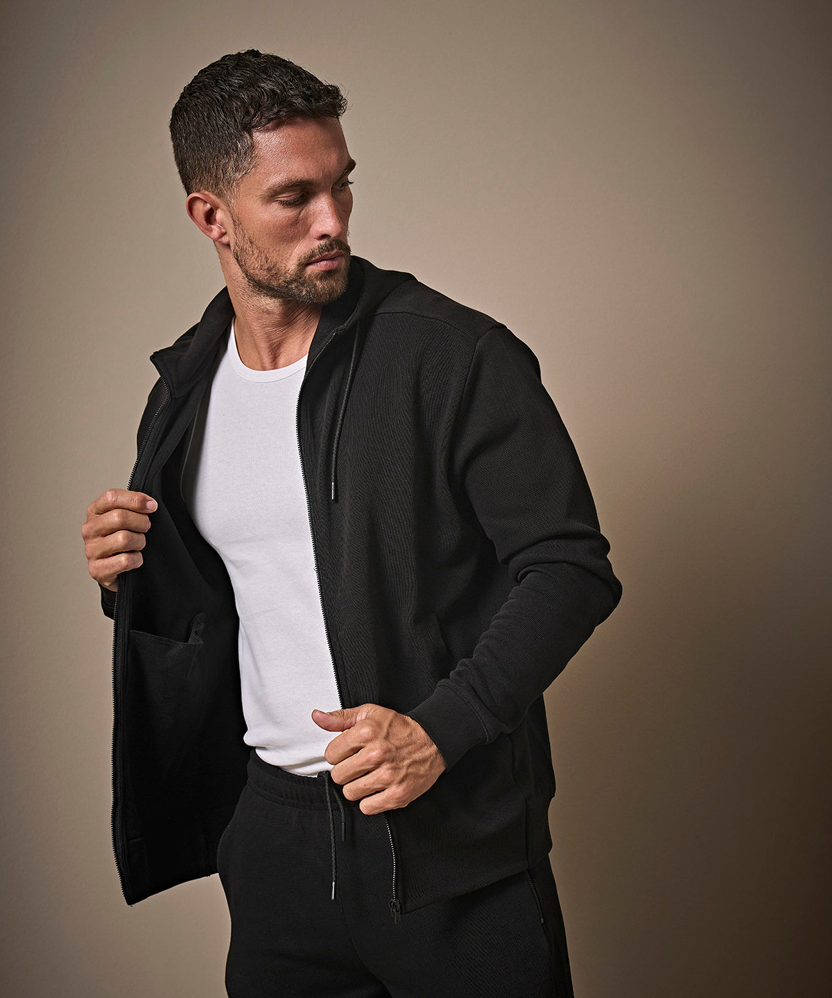 Ribbed interlock hooded full-zip (5508)
