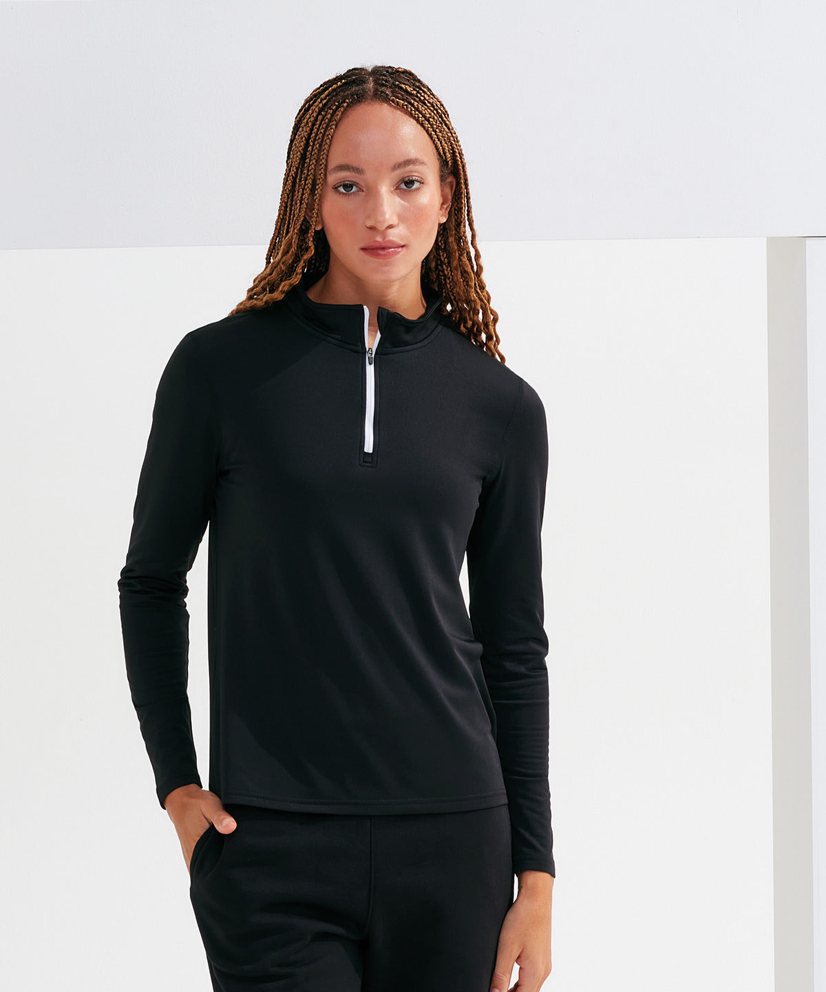 Women’s TriDri® recycled long sleeve brushed back ¼ zip top