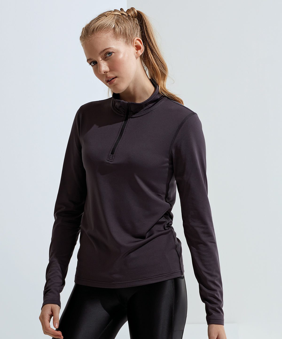 Women’s TriDri® recycled long sleeve brushed back ¼ zip top