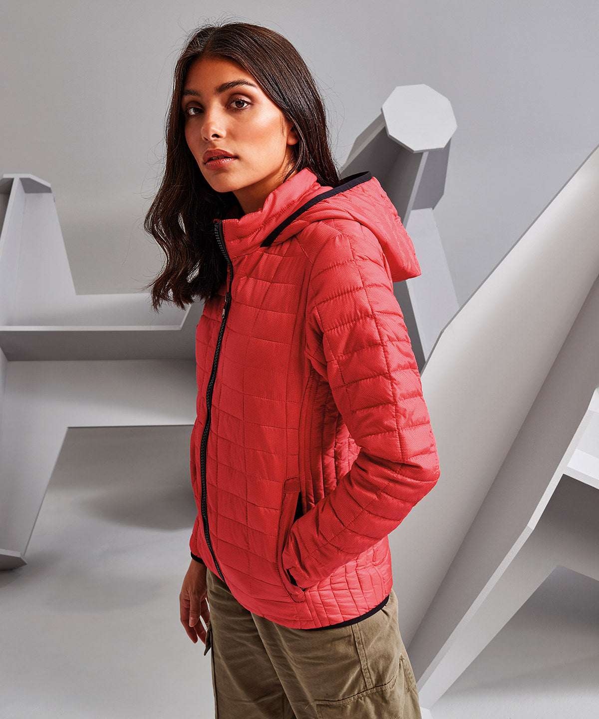 Women's honeycomb hooded jacket