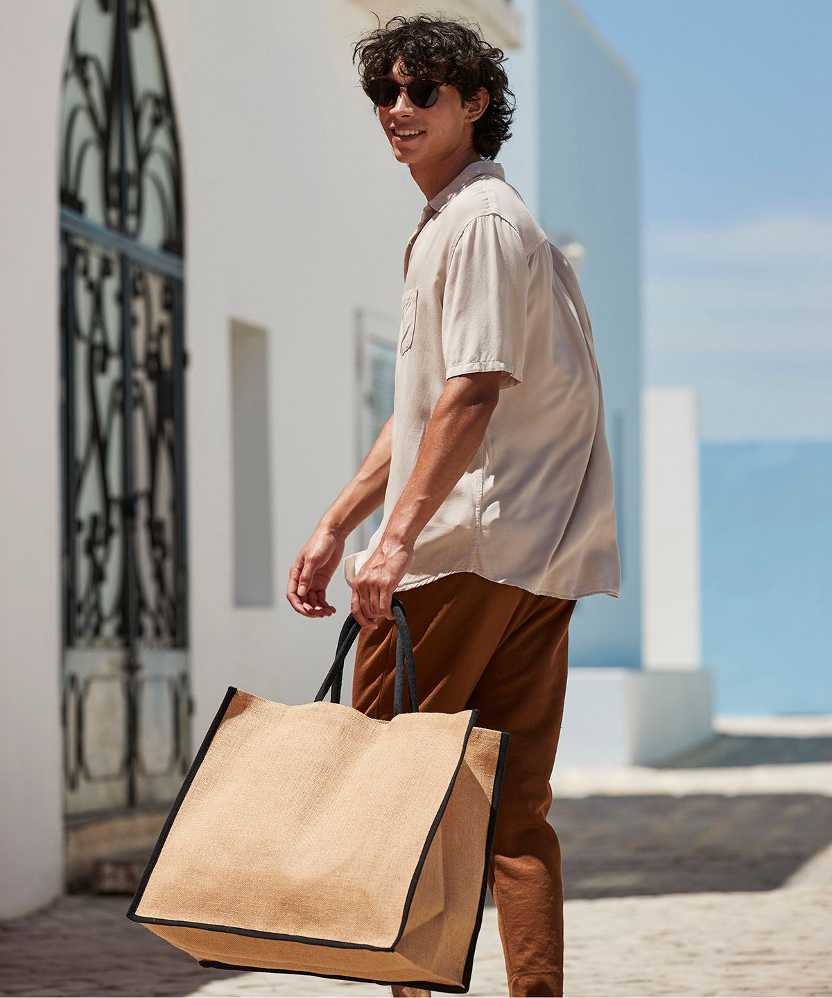 Natural starched jute market shopper